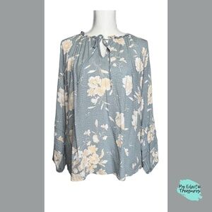 Green Floral Peasant Top by West K – Size Medium